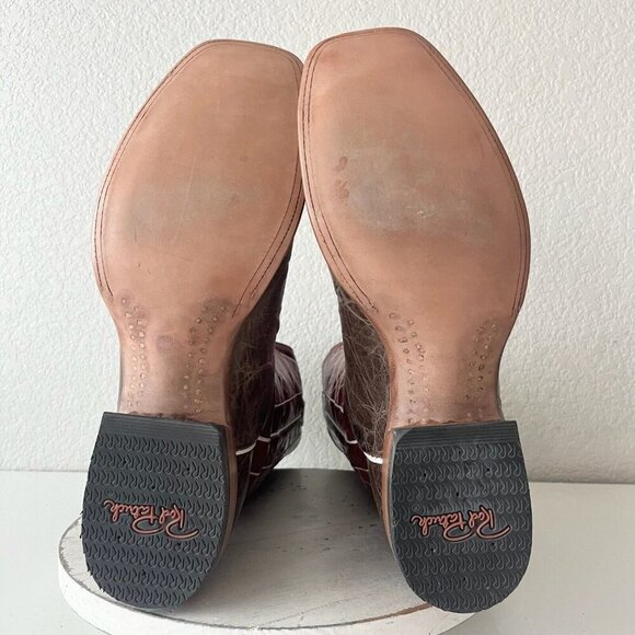 Rod Patrick Mens Cowboy Boots 14.5A Brown Mocha Bison Leather Western Square Toe - Picture 8 of 11